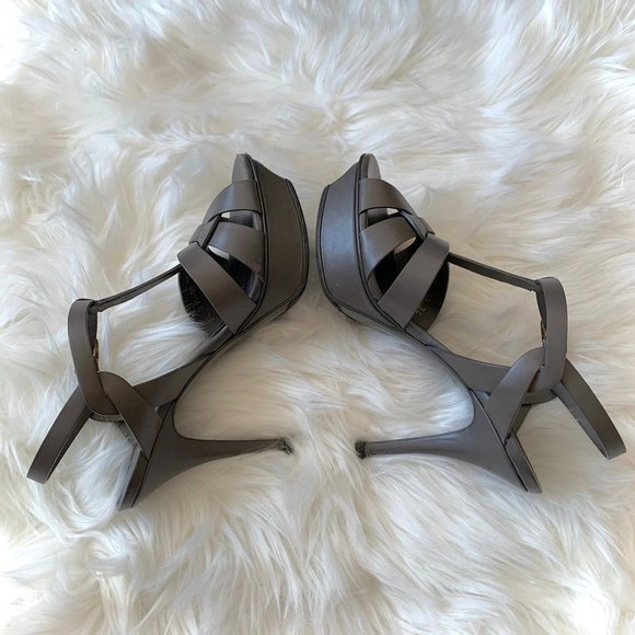 YSL Saint Laurent Tribute Grey heel sandals - Picture 5 of 6